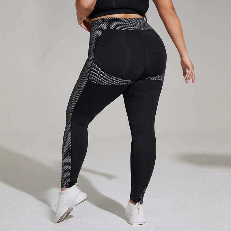 Honeycurve Plus - Leggings de Ginástica Plus Size com Textura em Favos de Mel