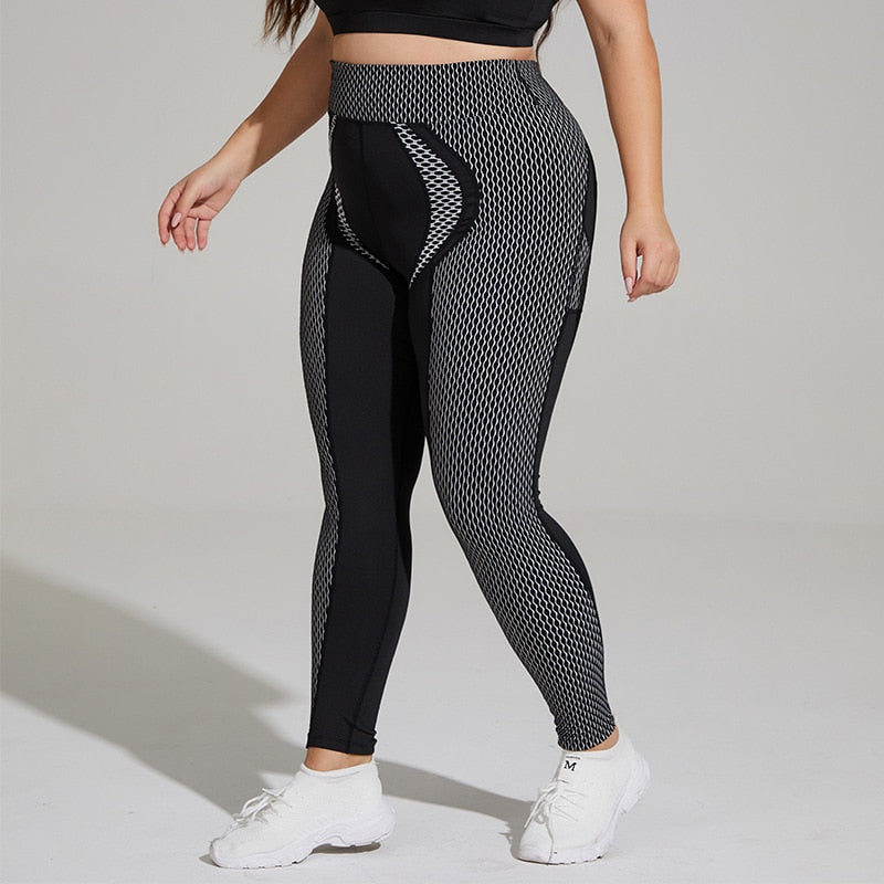 Honeycurve Plus - Leggings de Ginástica Plus Size com Textura em Favos de Mel